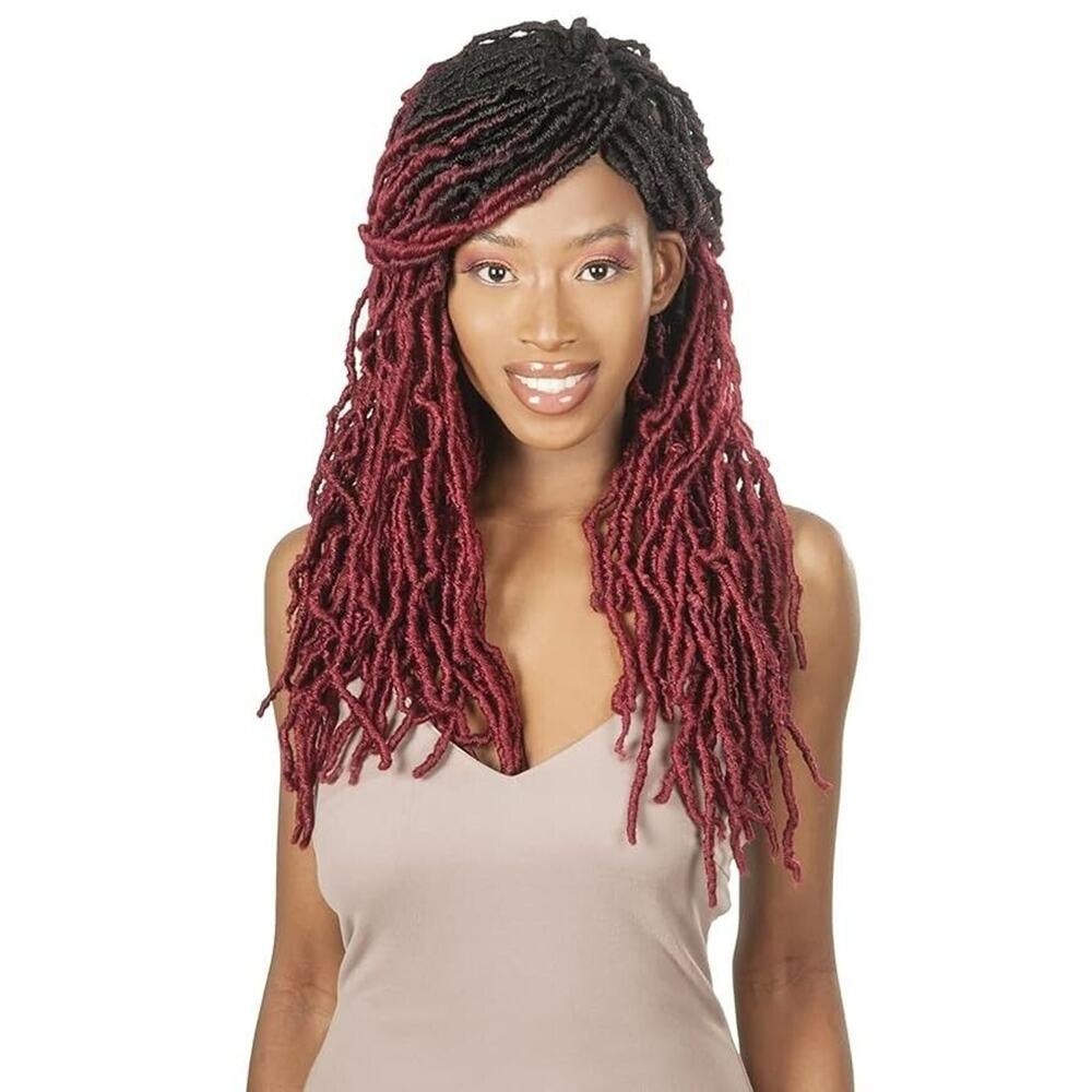 Nu Locs 2 packs Pre Loop Crochet Faux Locs 20" Ombre with Red Weave Extensions